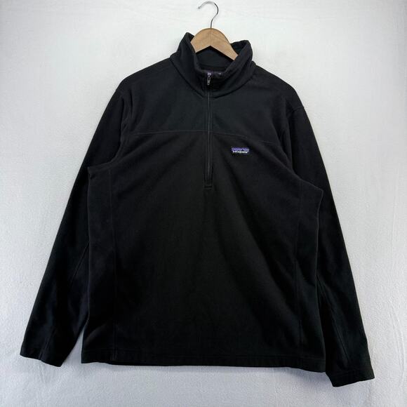 Patagonia Sweater Men's XL Black Micro D Fleece Pullover 1/2 Half Zip Preppy - Picture 2 of 10